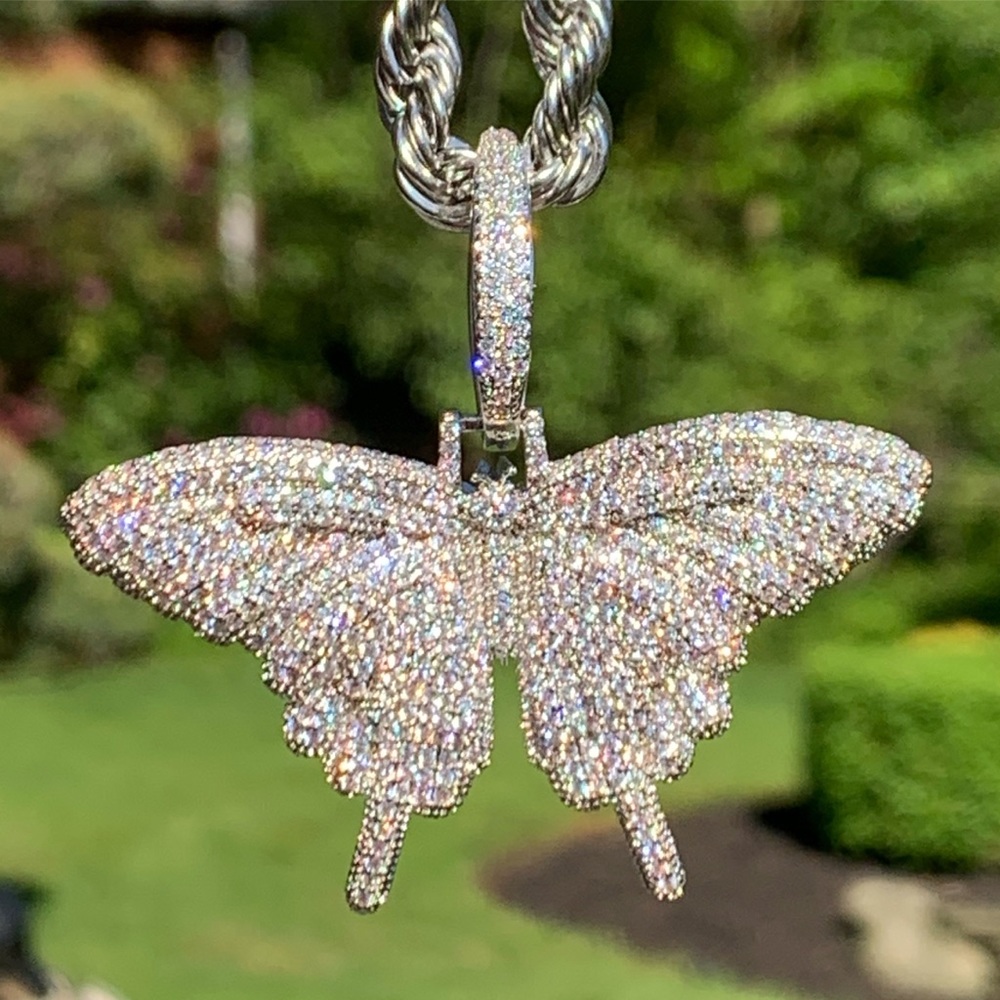 Silver Butterfly Pendant + Rope Chain - Picture 2 of 4